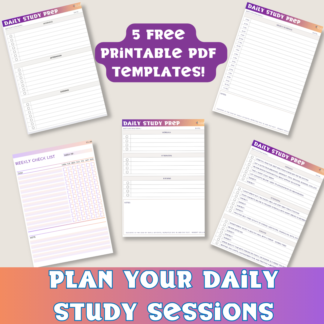 FREE Daily Study Schedule PDF's for Print