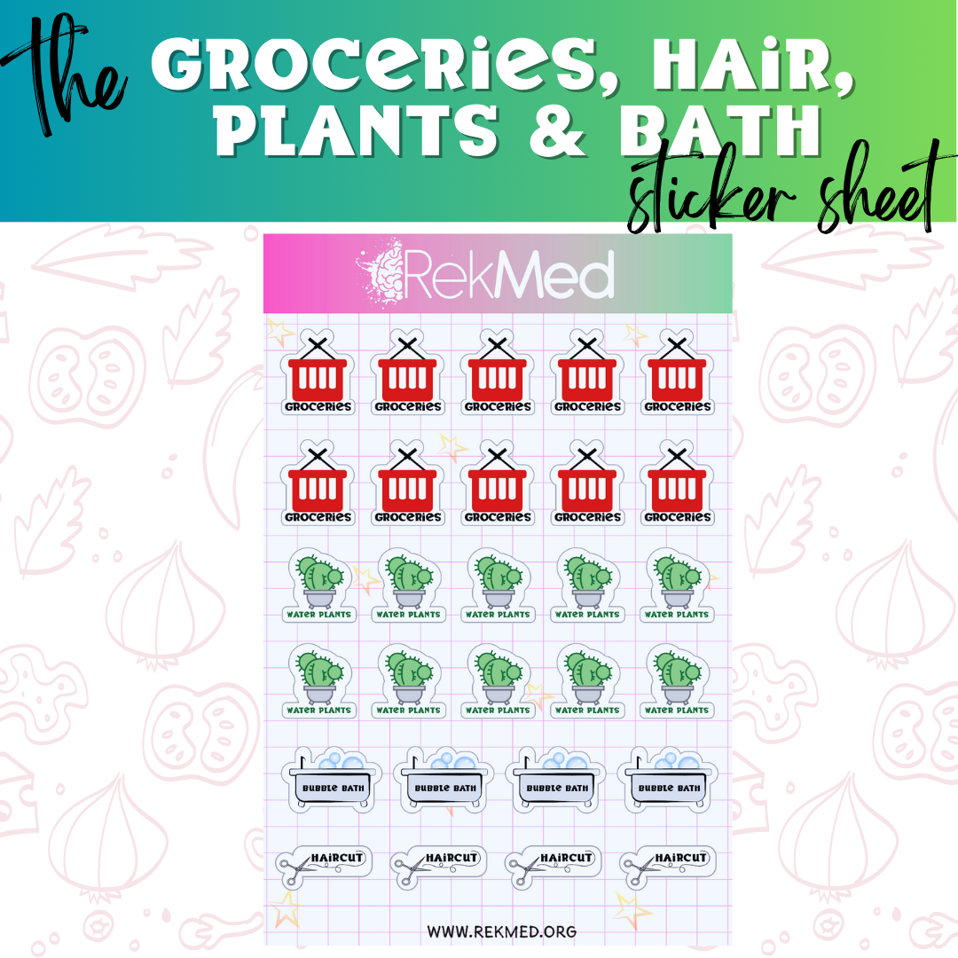 Plants, Groceries, Haircut, Bubble Bath Stickers