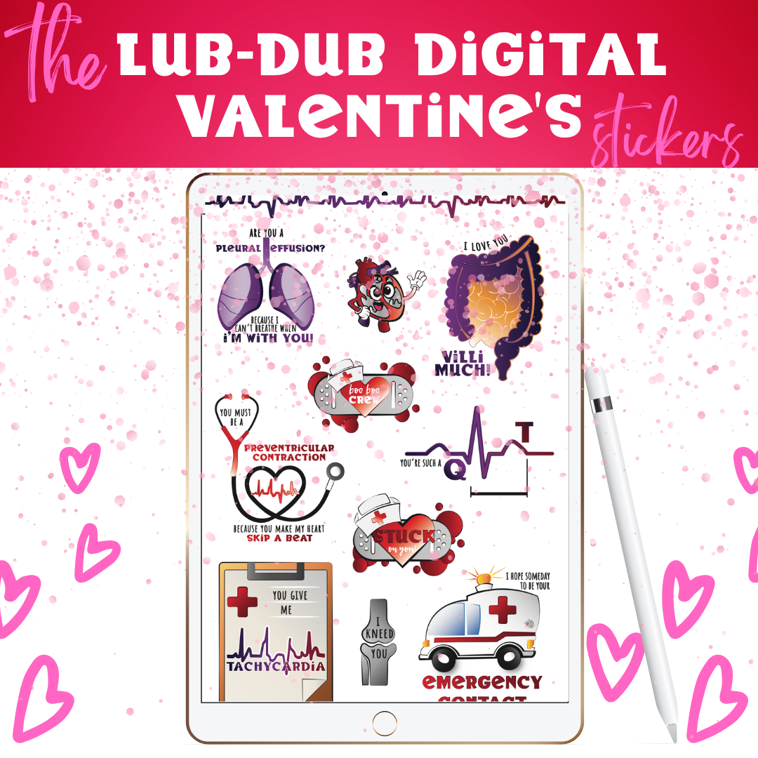 Digital Valentines Day Medical Stickers