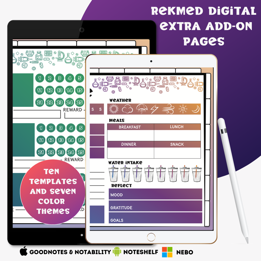 Digital Add-On pages for RekMed Digital Planners